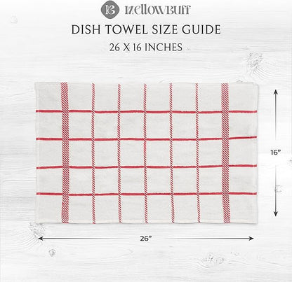 100% Cotton Kitchen Towels and dishcloths Sets, Super Soft & Absorbent, Dish Cloths for Washing Dishes, Dish Towel for Kitchen, 2 RED Dish Towels and 4 RED Dish Cloths