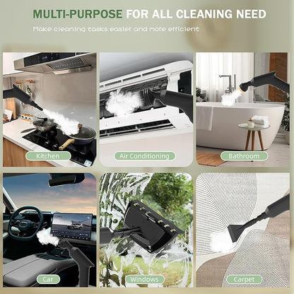 Handheld Steam Cleaner 2500W,10s Fast Heat-Up & 50.73OZ Large Tank,Pressurized Portable Steamer with 9 Accessories for Home,Car,Kitchen,Bathroom,Floors,Grout,Tile,Upholstery