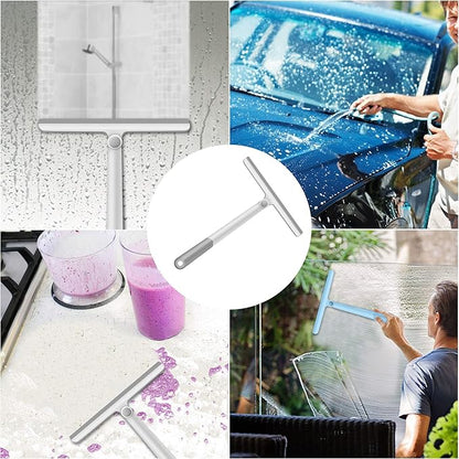 Window Squeegee, 2 Pack Shower Squeegee for Glass Doors Bathroom Mirror Windows Cars and Tile Walls, Silicone Plastic Squiggy Cleaner Tool 12 inch (Grey+Green)