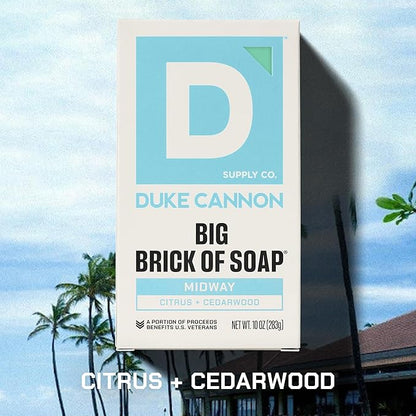 Duke Cannon Supply Co. Extra Large Bar Soap - Men's Natural Soap with Masculine Scents - Citrus + Cederwood - Made in the USA with domestic & globally sourced material - All Skin Types - Midway,10 oz