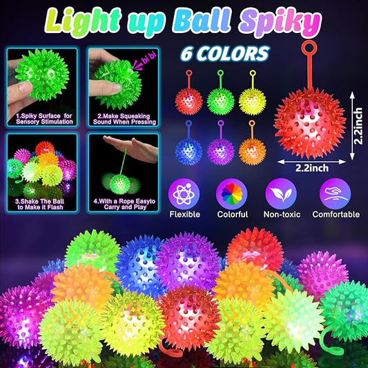 36PCS Light Up Ball, Bouncy Balls for Kids, 6 Colors Flashing Squeaky Ball, Light Up Toys, Balls for Toddlers 1-3, Glow in The Dark Party Favors for Teens, Adults, Children