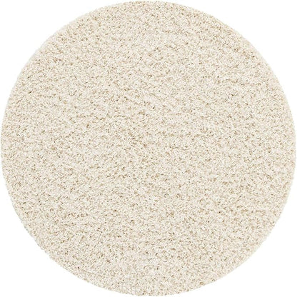 Unique Loom Solid Shag Collection Area Rug (4' 1" Round, Snow White)