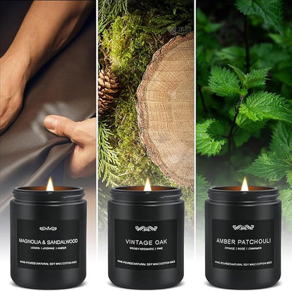 6 Pack Candles for Home Scented Aromatherapy Candles Gifts Set for Mens, Men Candle Set, 42 oz 300 Hour Long Lasting Candles, Gifts for Men, Birthday, Anniversary Present