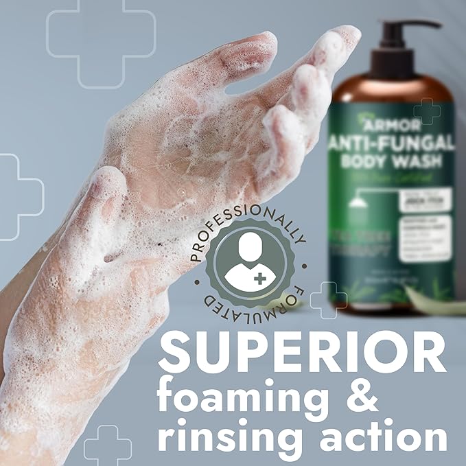 Terramed Just Think Comfort Antifungal & Antibacterial Soap & Body Wash with Tea Tree Oil | Treats Ringworm, Back Acne, Eczema & Jock Itch | Antibacterial Body Soap For Men And Women (16.9 oz)