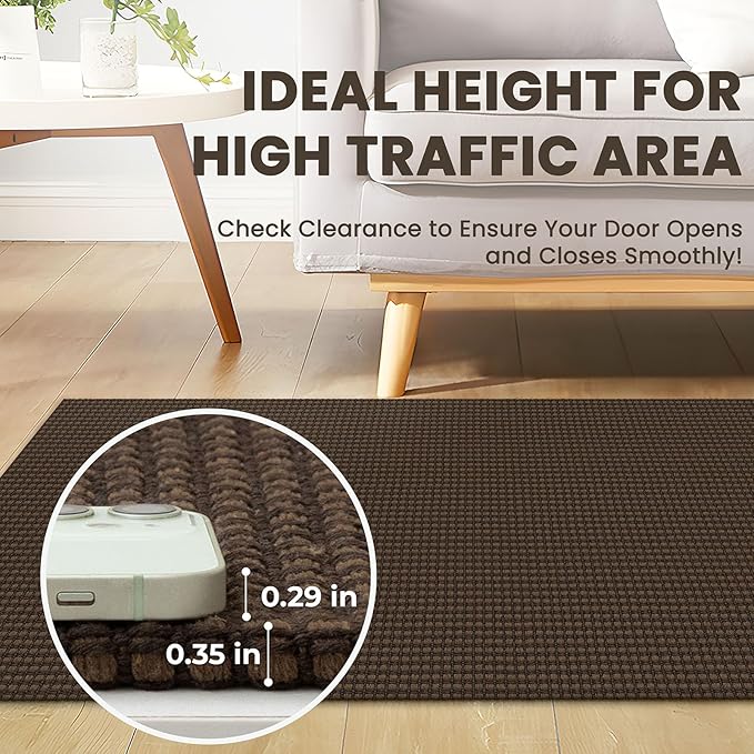 Braided Runner Rug 3x14 Ft Washable Runners for Hallways Non Slip Rubber Backed Kitchen Runners Cotton Long Entryway Runner Indoor, Woven Carpet for Hall Stair Entryway, Brown