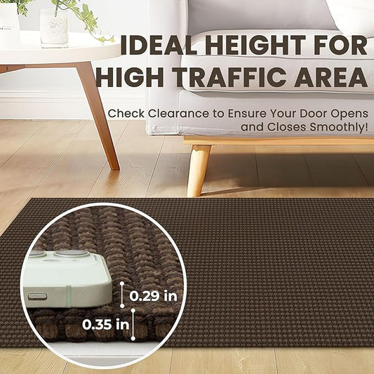 Braided Runner Rug 3x12 Ft Washable Runners for Hallways Non Slip Rubber Backed Kitchen Runners Cotton Long Entryway Runner Indoor, Woven Carpet for Hall Kitchen Entryway, Brown