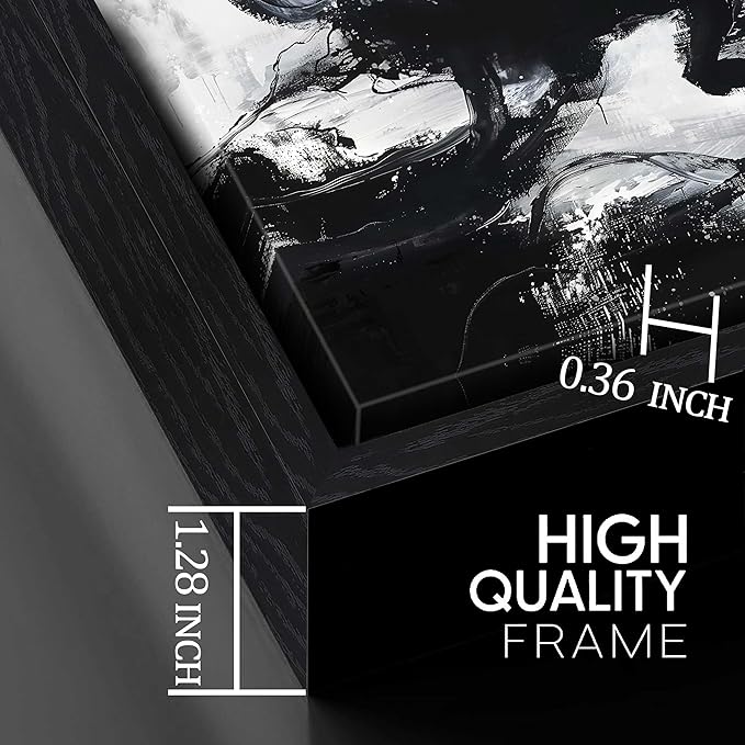 Large Black and White Abstract Canvas Wall Art With Black Wood Frames for Living Room Bedroom Home Office Modern Canvas Prints Framed Canvas Wall Art Size 30x60
