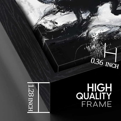 Large Black and White Abstract Canvas Wall Art With Black Wood Frames for Living Room Bedroom Home Office Modern Canvas Prints Framed Canvas Wall Art Size 30x60
