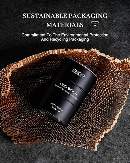 M&SENSE Oud Wood Large Scented Candles Natural Soy Wax, 21.2oz Long Lasting Up to 120 Hours Burning Time, Unique Candle Gifts for Men Women