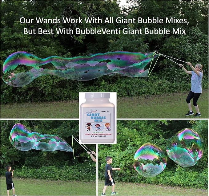 Bubble Wand,Stainless Steel Giant Bubble Wand Outdoor Toy for Kids Telescopic Design, Bubble Toys for Birthday Party, Bubble Party Favors–Works Best Bubbleventi Bubble Mix