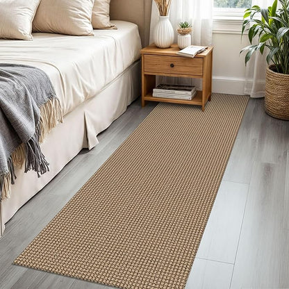 Braided Runner Rug 2x6 Ft Washable Runners for Hallways Non Slip Kitchen Runner Rug Cotton Entryway Runner Indoor, Woven Floor Carpet for Hall Kitchen Bedroom, Orange/Tan/Brown