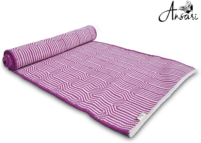Craftyansari Handwoven Cotton Yoga Mat, Natural, 72 x 24 Inches, Fair Trade, Soft Absorbent Surface for Exercise, Workout, Meditation