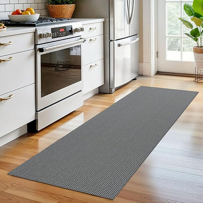 EARTHALL Woven Runner Rug 2x6 Ft Washable Runners for Hallways Cotton Non Slip Rubber Backed Kitchen Runner Braided Indoor Floor Carpet for Entryway, Hallway, Kitchen, Bedroom, Dark Gray