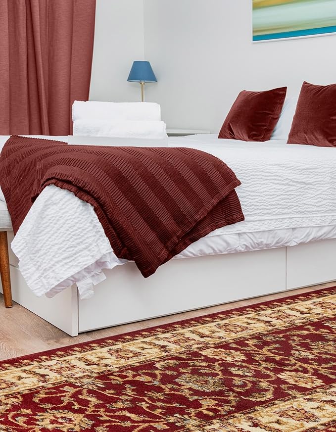 Rugs.com Aditi Collection Rug – 16 Ft Runner Red Medium-Pile Rug Perfect for Hallways, Entryways
