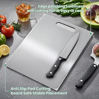 2 Pack Titanium Cutting Boards for Kitchen,100% Pure Titanium, Cutting Edge Hygiene & Durability, Double-sided food-grade Cutting Board For Meats Fruist And Vegetables,Easy to Clean (15 * 11)