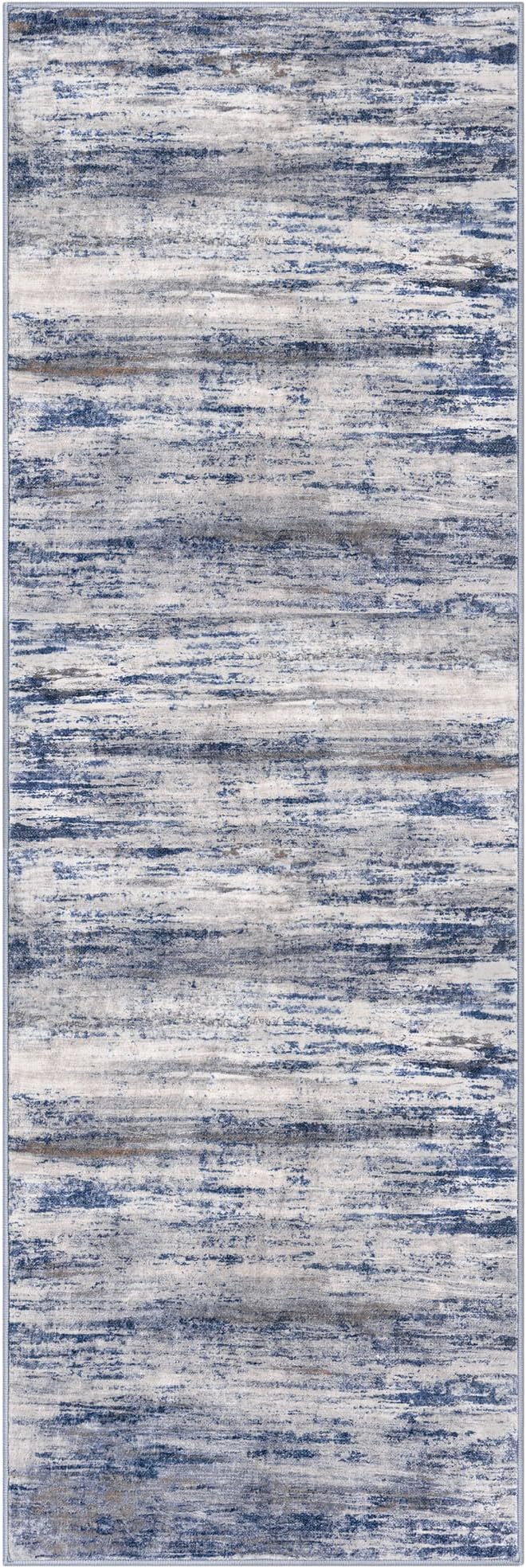 KOZYFLY 3x8 Area Rug Modern Ombre Area Rug for Bedroom, Washable Rug Non-Slip Soft Striped Living Room Rug, Print Grey-Blue Abstract Carpet for Laundry Nursery