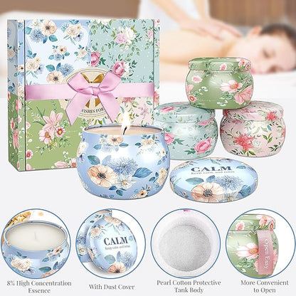 BlissfulOasis Scented Candles Set, 17.6 oz 4 Pack Home Scented Candles, 100-120 Hours Candle Set for Men and Women, Long Lasting Soy Wax Aromatherapy Gift for Birthday, Valentine's Day, Mother's Day