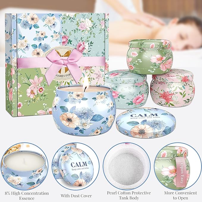 BlissfulOasis Scented Candles Set, 35.2 oz 8 Pack Home Scented Candles, 200-240 Hours Candle Set for Men and Women, Long Lasting Soy Aromatherapy Birthday Gift, Valentine's Day, Mother's Day(2 Sets)