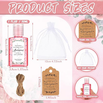 Frienda 24 Sets Christmas Thank You Hand Sanitizer Bulk Gift Set Mini Travel Size Hand Sanitizers with Organza Bags Tags Appreciation Gift for Women Employee Coworker Team Teacher Nurse Graduation