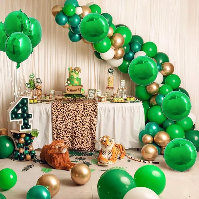 TONIFUL 30Pcs 18 Inch Round Balloons Large Green Round Shape Foil Balloons Big Green Round Helium Mylar Decorations for Birthday Wedding Baby Shower Anniversary Engagement Party Supplies