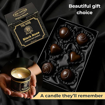 Black Rose Candle Strong Scented Soy Candel Natural Non Toxic Velas Aromáticas Gift for Women Pack of 1 5Oz Decorartive Travel Tin