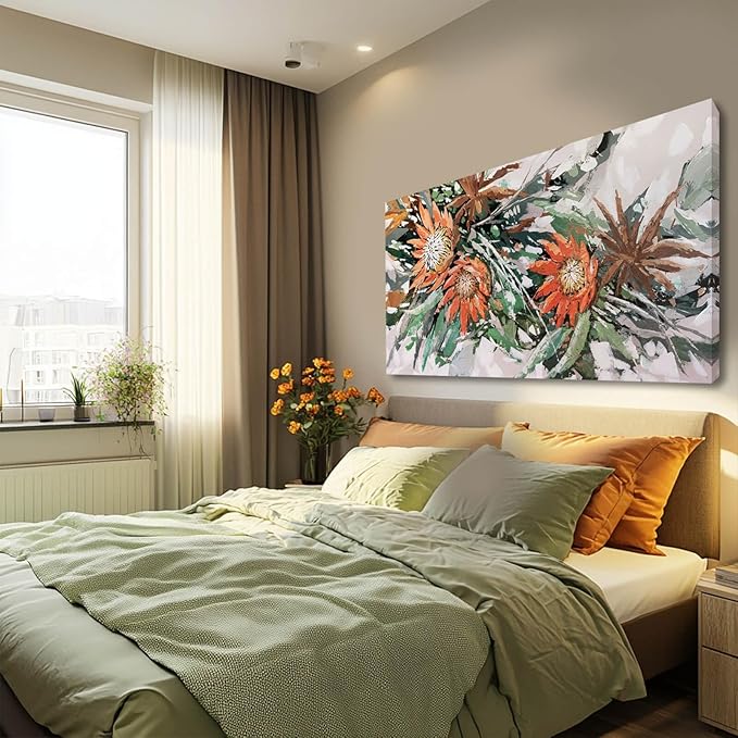 GAIDUOMAI Green Pictures Wall Decor Plants Painting on Canvas Color block Prints Modern Art for Bedroom Dining Room Home 24x48 Neutral Wall Art