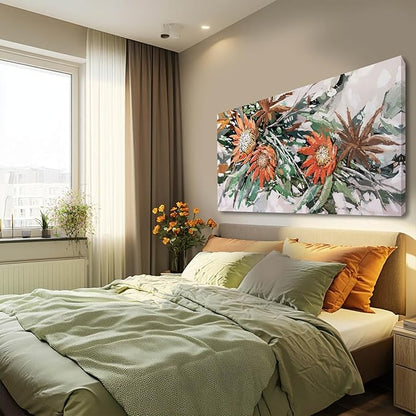 GAIDUOMAI Green Pictures Wall Decor Plants Painting on Canvas Color block Prints Modern Art for Bedroom Dining Room Home 24x48 Neutral Wall Art