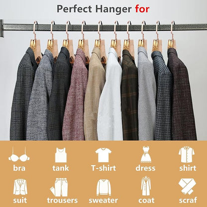 DEDU Suit Hangers for Men 15 Pack, Rose Gold Coat Hangers Extra Wide Non Slip Width 17.7", Thick Plastic with Pants Bar & Metal Hook