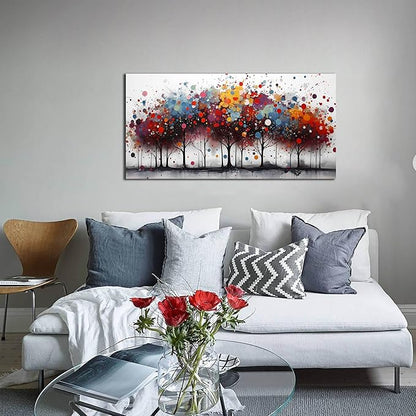Tree Art Wall Decor for Bedroom - Abstract Wall Canvas Art for Office - Colorful Pictures Wall Art for Living Room Size 20" x 40"