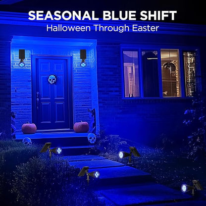 InnoGear Solar Lights Outdoor Waterproof Halloween Christmas Solar Garden Light for Outside Yard Landscape Lighting Pathway Spot Lights Spotlight Wall Light Auto On/Off, 2 Pack (Blue Light)