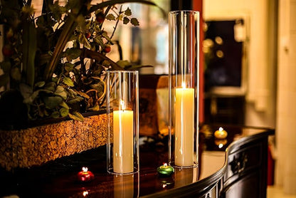 CYS EXCEL D-3" H-16 Glass Open Ended Hurricane Candleholder Bottomless Cylinder Sleeve Clear Chimney Shade Tube Cover, 1 Piece