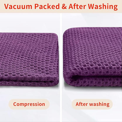 Homaxy 100% Cotton Waffle Weave Kitchen Dish Towels, Ultra Soft Absorbent Quick Drying Cleaning Towel, 13 x 28 Inches, 6-Pack, Purple