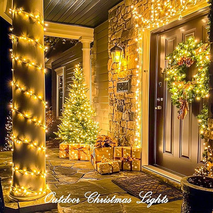 JMEXSUSS 1000 LED Christmas Outdoor String Lights Indoor with Remote 8 Modes Warm White Tree Lights Outdoor Plug in for Tree Room Yards Patio Wedding Outside Decorations