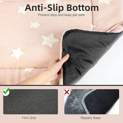 Mora Pets Cat Bed for Indoor Cats Washable Dog Crate Pad Cute Star Dog Bed Mat for Small Dogs Pet Kennel Pad for Cage Soft Flat Puppy Kitten Cushion Sleeping Anti-Slip Pink 22 x 13