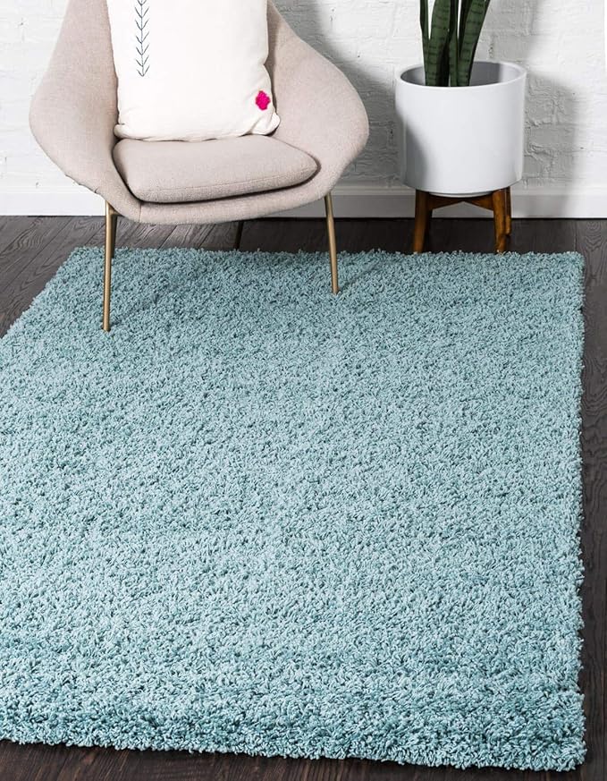 Unique Loom Solid Shag Collection Area Rug (3' 3" x 5' 3" Rectangle, Light Slate Blue)