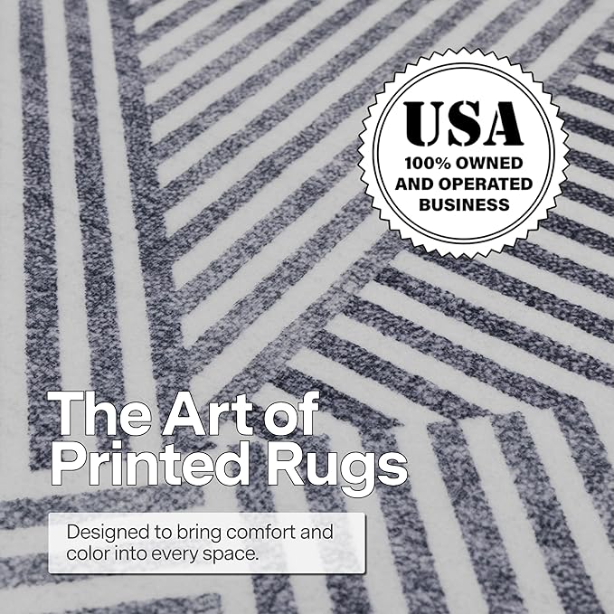 ReaLife Rugs Machine Washable Area Rug Runner - Living Room Bedroom Bathroom Kitchen Entryway Office - Padded Low Pile Stain Resistant Premium - Modern Geometric Contemporary - Miles - Gray 3' x 5'