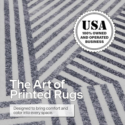 ReaLife Rugs Machine Washable Area Rug Runner - Living Room Bedroom Bathroom Kitchen Entryway Office - Padded Low Pile Stain Resistant Premium - Modern Geometric Contemporary - Miles - Gray 3' x 5'
