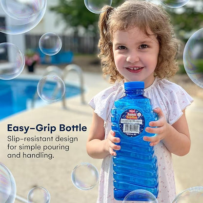Kidzlane Bubbles Solution Refill 67.63 oz - Large and Easy-Grip Bottle for Bubble Machine, Guns, and Wands - Toddler Liquid Refill for Ages 3 and Above - Easter Basket Filler and Easter Party Favor