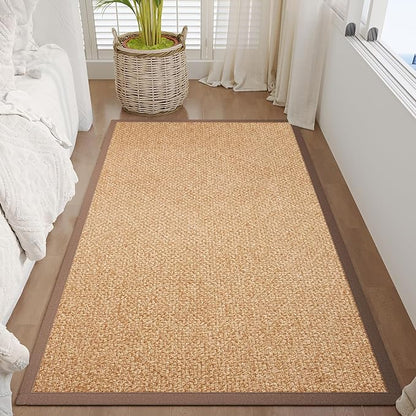 Washable Runner Rug 3x5 Jute Like Entryway Indoor Runner Mat Rugs Non Slip, Woven Soft Farmhouse Area Boho Floor Carpet for Hallway Kitchen Laundry Hall Backdoor Bedroom Living Room, Brown