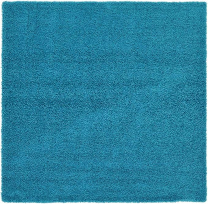 Unique Loom Solid Shag Collection Area Rug (8' Square, Turquoise)