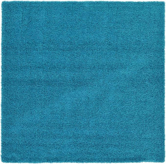 Unique Loom Solid Shag Collection Area Rug (8' Square, Turquoise)