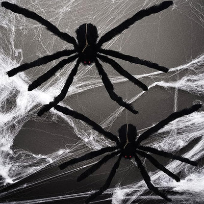 yosager Outdoor Halloween Decorations 2Pcs Realistic Giant Spiders, Huge Hairy Scary Halloween Spider Prop, Black Spooky Spider for Indoor House Outdoor Window Yard Patio Decor (60" 72")