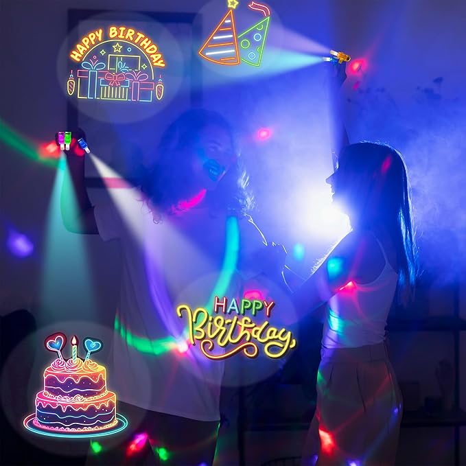 24PCS Neon Happy Birthday Party Favors LED Finger Lights：Glow-in-the-Dark Light-Up Toys Bulk for Kids 4-8-12,Goodie Bags for Kids Birthday Party Decorations Supplies, Classroom Prizes, Fun Gifts