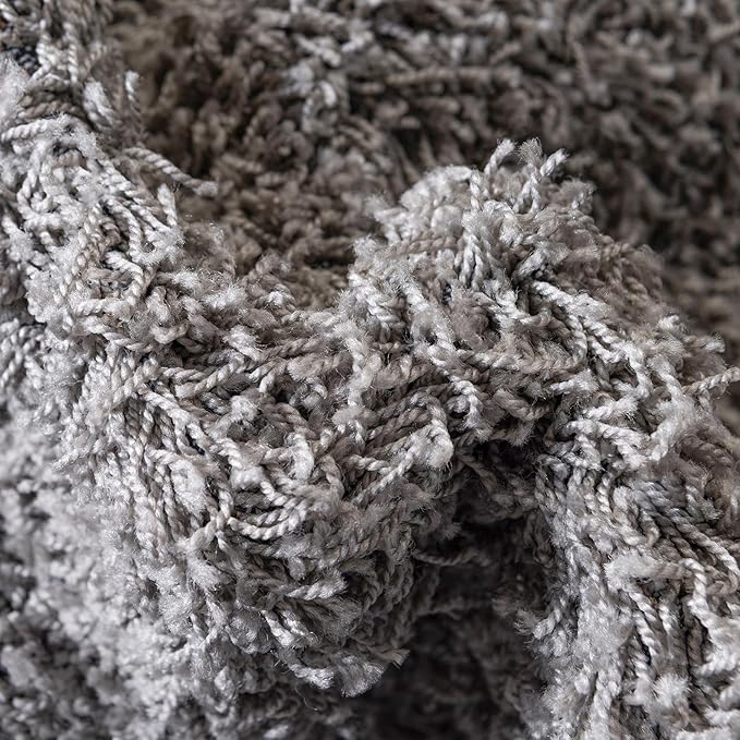 Unique Loom Solid Shag Collection Area Rug (4' Octagon, Cloud Gray)
