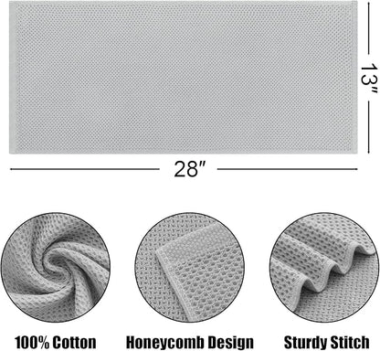 Kitinjoy 100% Cotton Waffle Weave Kitchen Towels, 6-Pack Super Soft and Absorbent Dish Towels for Drying Dishes, Kitchen Hand Towels, 13 in x 28 in, Light Grey