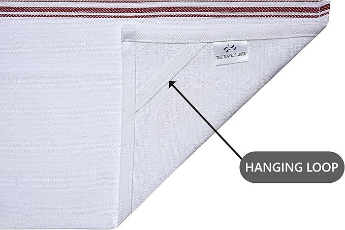 100% Cotton Kitchen Towels – Highly Absorbent and Quick-Dry Dish Towels with Hanging Loop – Large 18x28 Inches – Red (Pack of 8) | Soft, Durable and Lint-Free for Kitchen and Home Use
