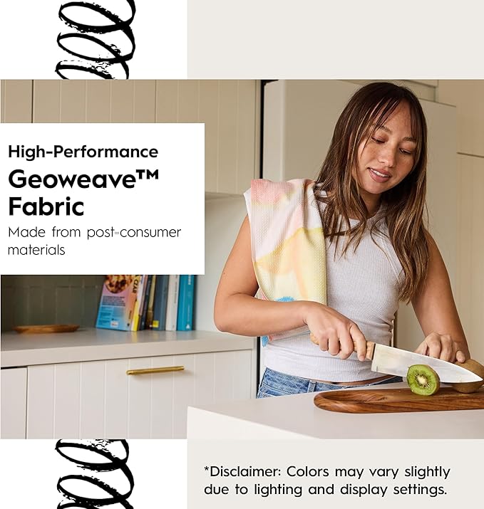 GEOMETRY Spring Kitchen Towels - Quick Dry Microfiber Cloth Spring & Summer Dish Towels for Kitchen Drying - Premium Quick Dry Towel - Lemonade Lines, 18" x 30" - 2-Pack