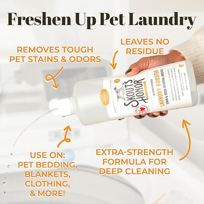 Skout's Honor Laundry Booster Stain & Odor Removal Additive - Plant-Powered Formula for Pet Bedding, Clothing, and Washable Pee Pads - Eco-Friendly & Cruelty-Free, 32 oz - 3 Pack