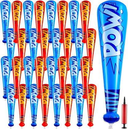 Seematn 32 Pcs Pow Inflatable Baseball Bats 17 Inch Inflatable Blow up Bats for Kids Carnival Game Prizes Bulk Baseball Party Favors Carnival Hero Sports Prizes (Dark Blue,Red)