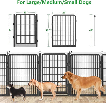 Dog Playpen Outdoor, 40" Height 28 Panels Pet Fence with Low Threshold Full Gate, Large Dog Fence Outdoor for Yard, Heavy Duty Pet Playpen Metal Play Pen Fence for RV Camping